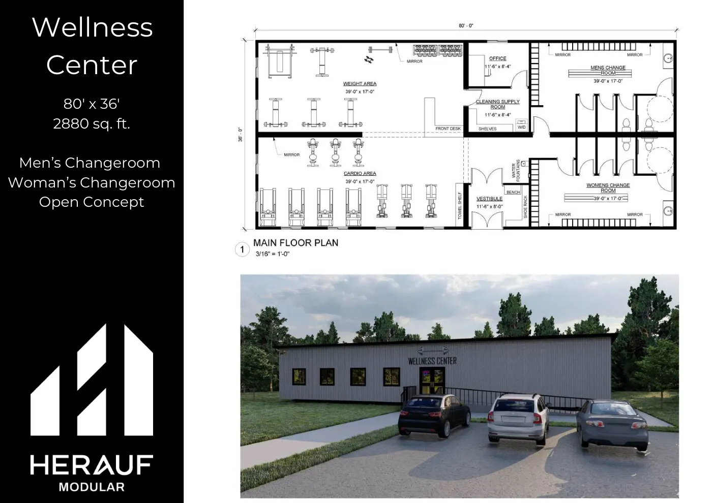 Wellness Centre brochure page: floor plan and specifications