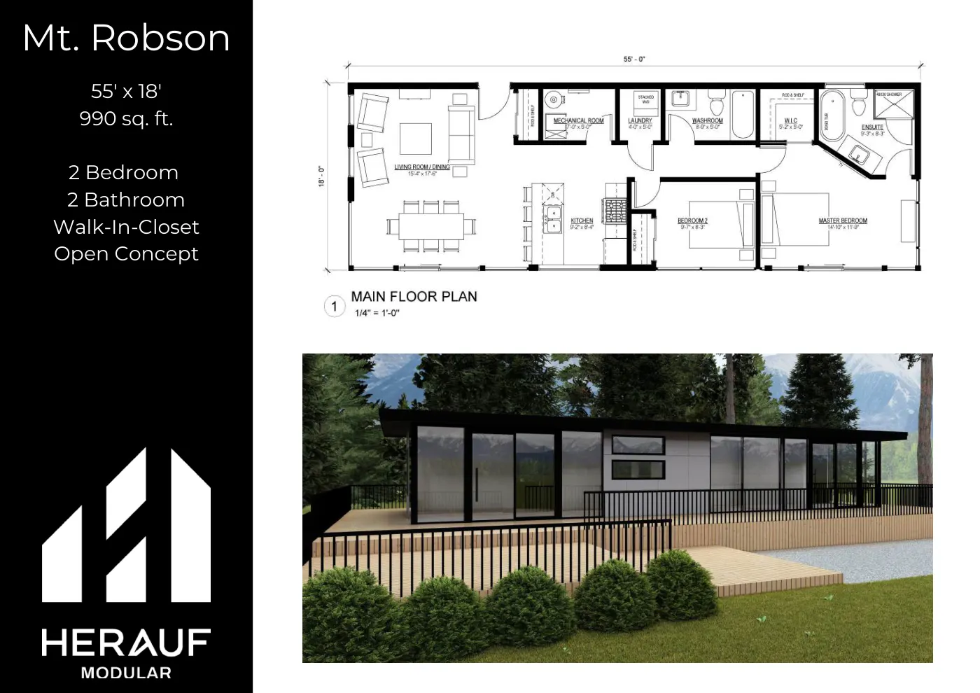 Mt. Robson brochure page: floor plan and specifications