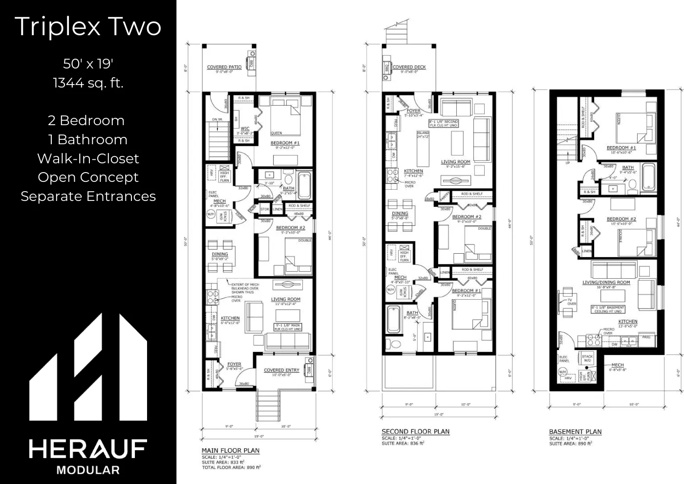 Triplex Two brochure page: floor plan and specifications