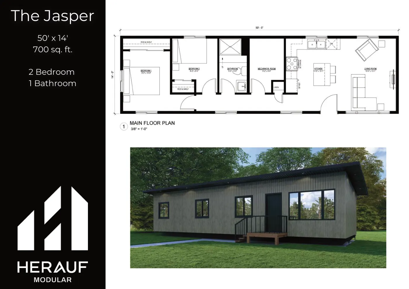 The Jasper brochure page: floor plan and specifications