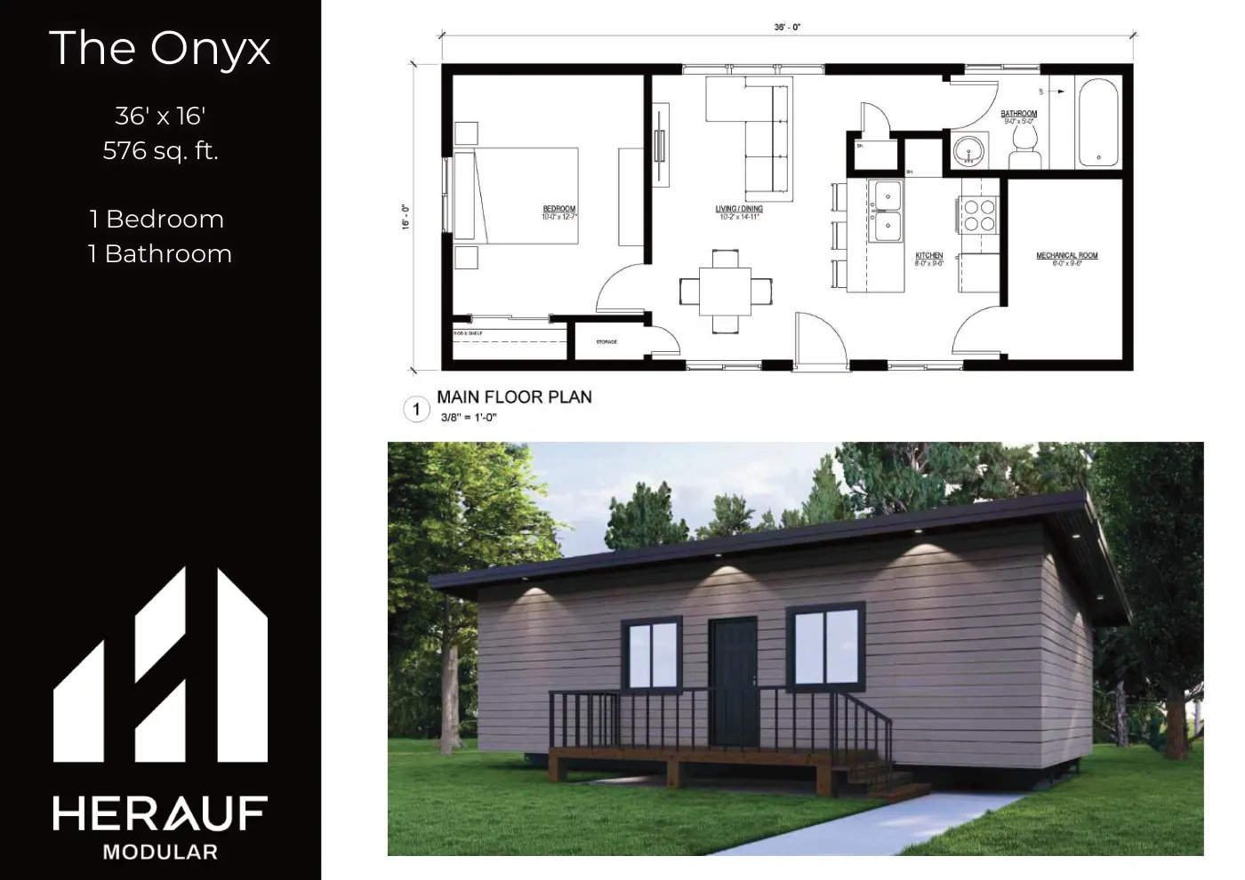 The Onyx brochure page: floor plan and specifications
