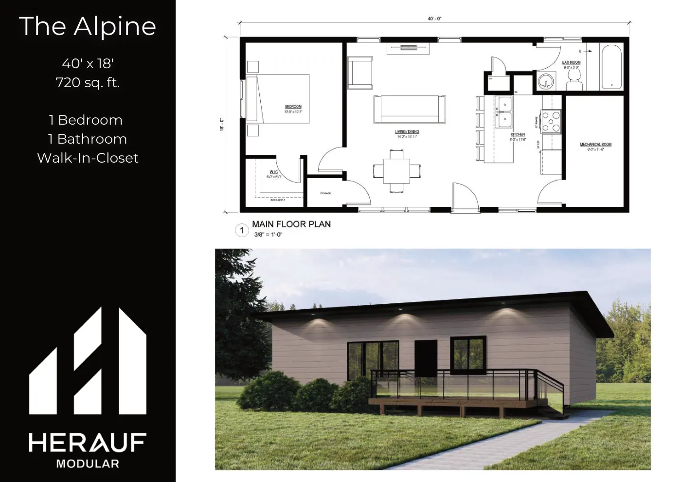 The Alpine brochure page: floor plan and specifications