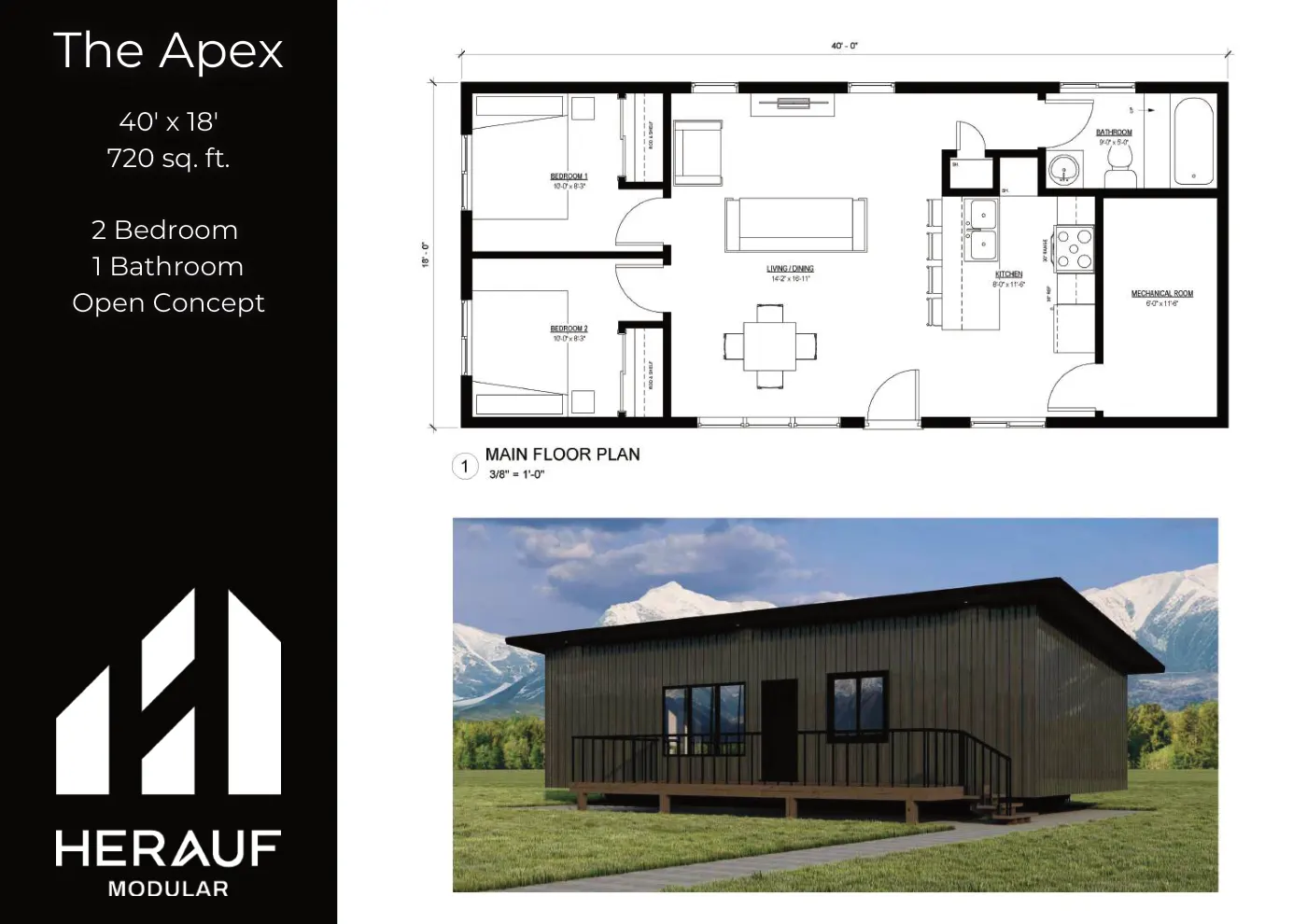 The Apex brochure page: floor plan and specifications
