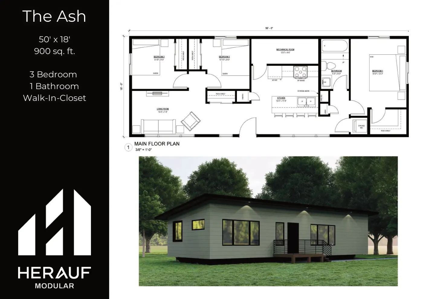 The Ash brochure page: floor plan and specifications