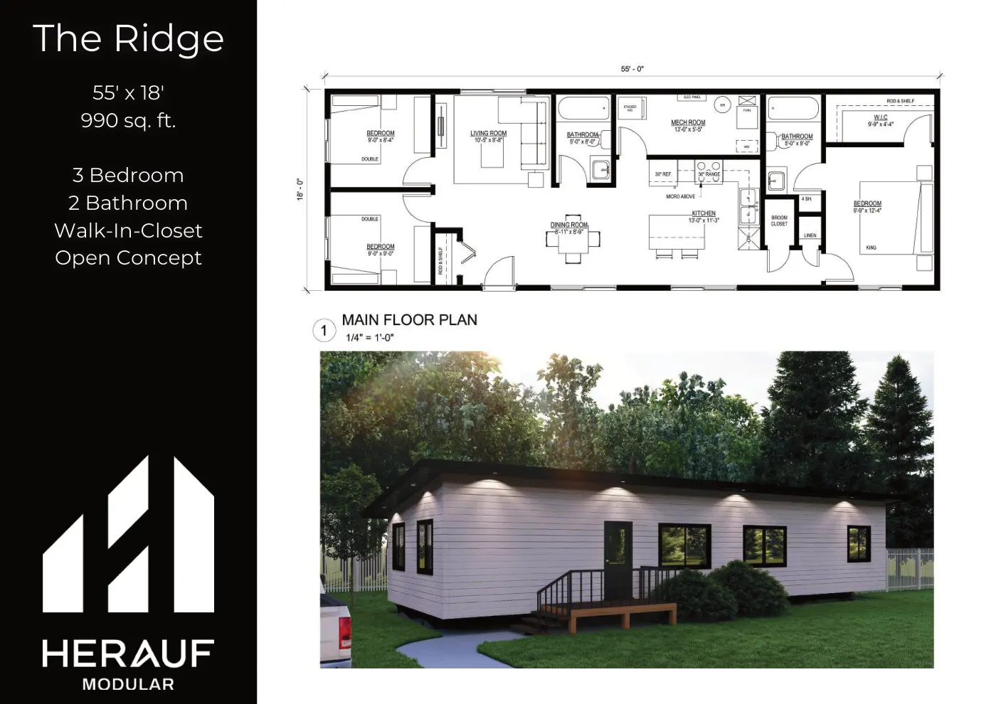The Ridge brochure page: floor plan and specifications
