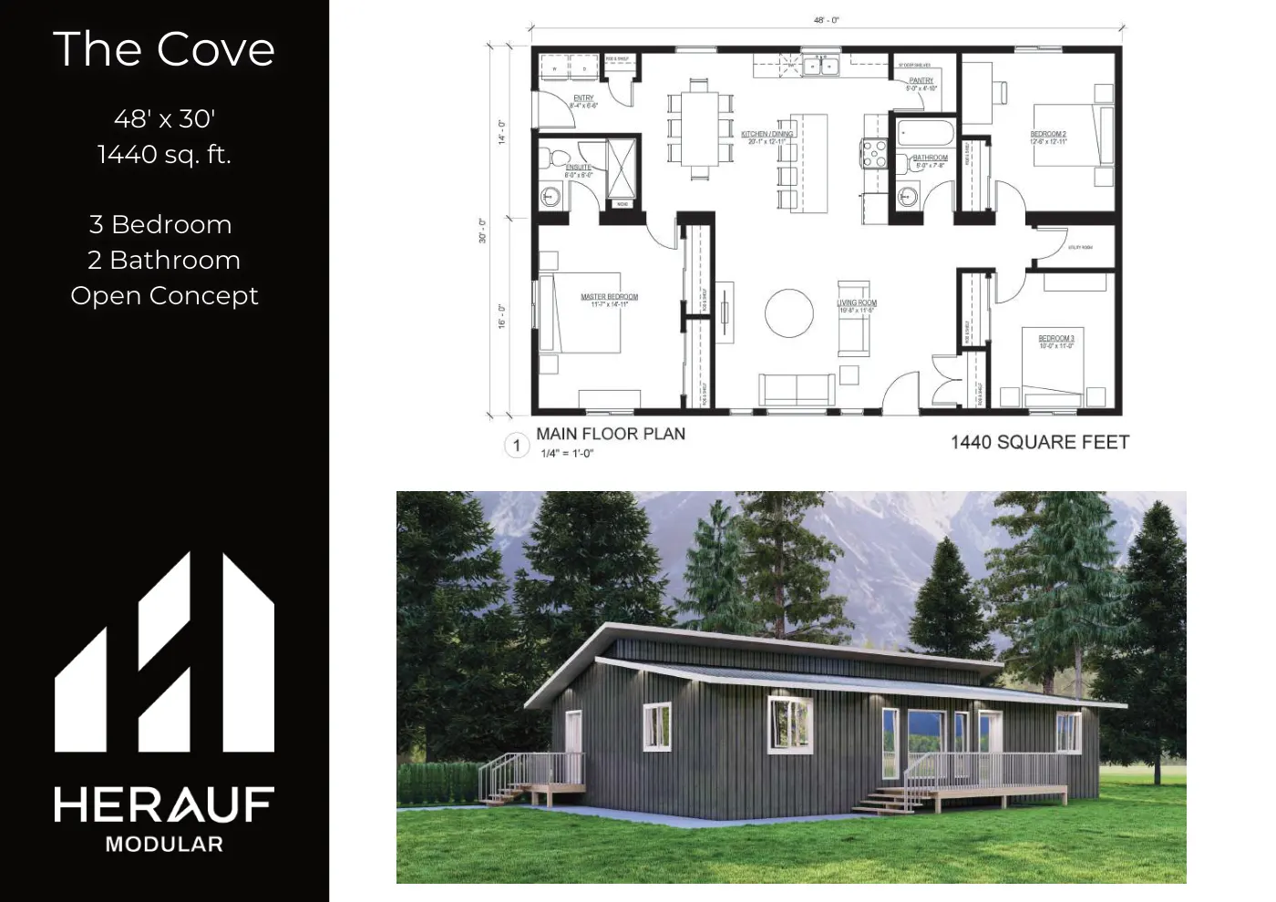 The Cove brochure page: floor plan and specifications