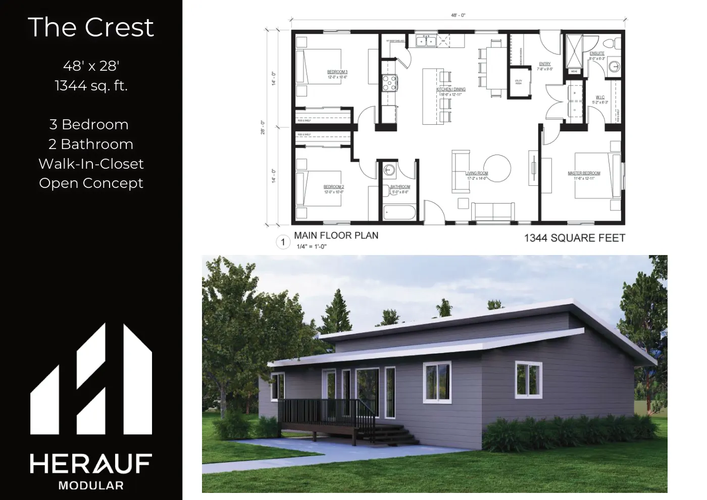 The Crest brochure page: floor plan and specifications