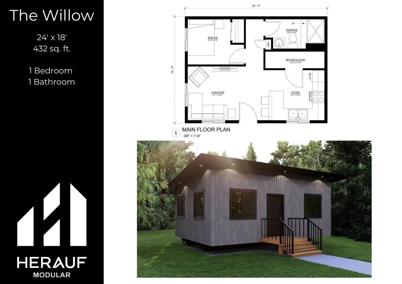 The Willow brochure page: floor plan and specifications