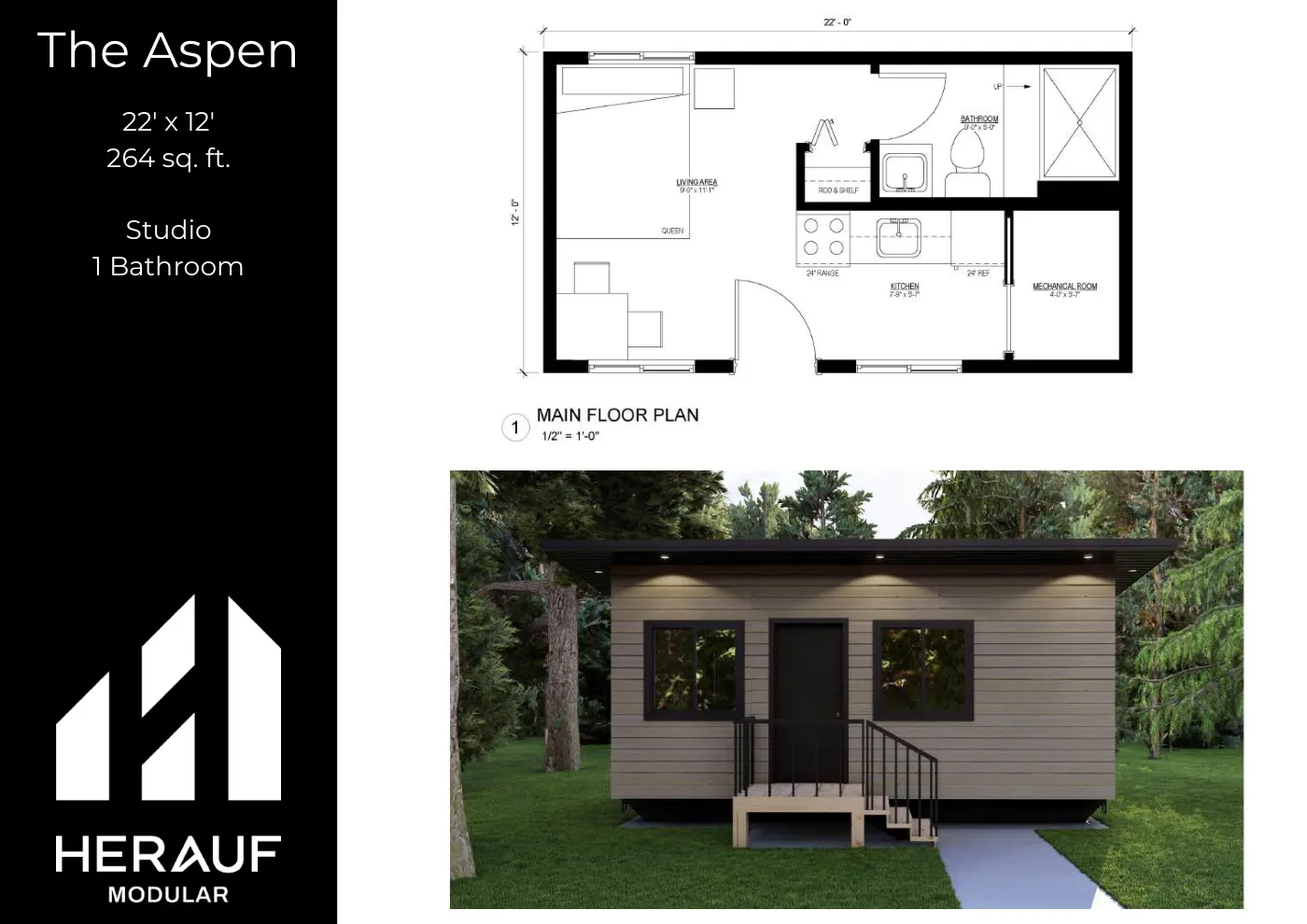 The Aspen brochure page: floor plan and specifications