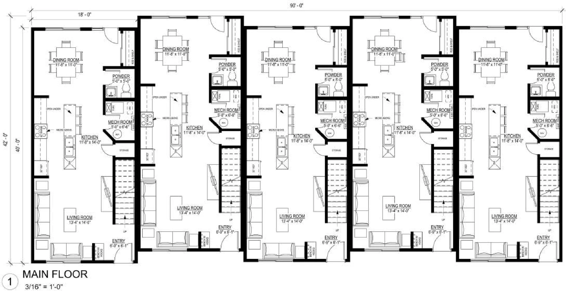 Five-Plex, floor plan 1, brochure page 10