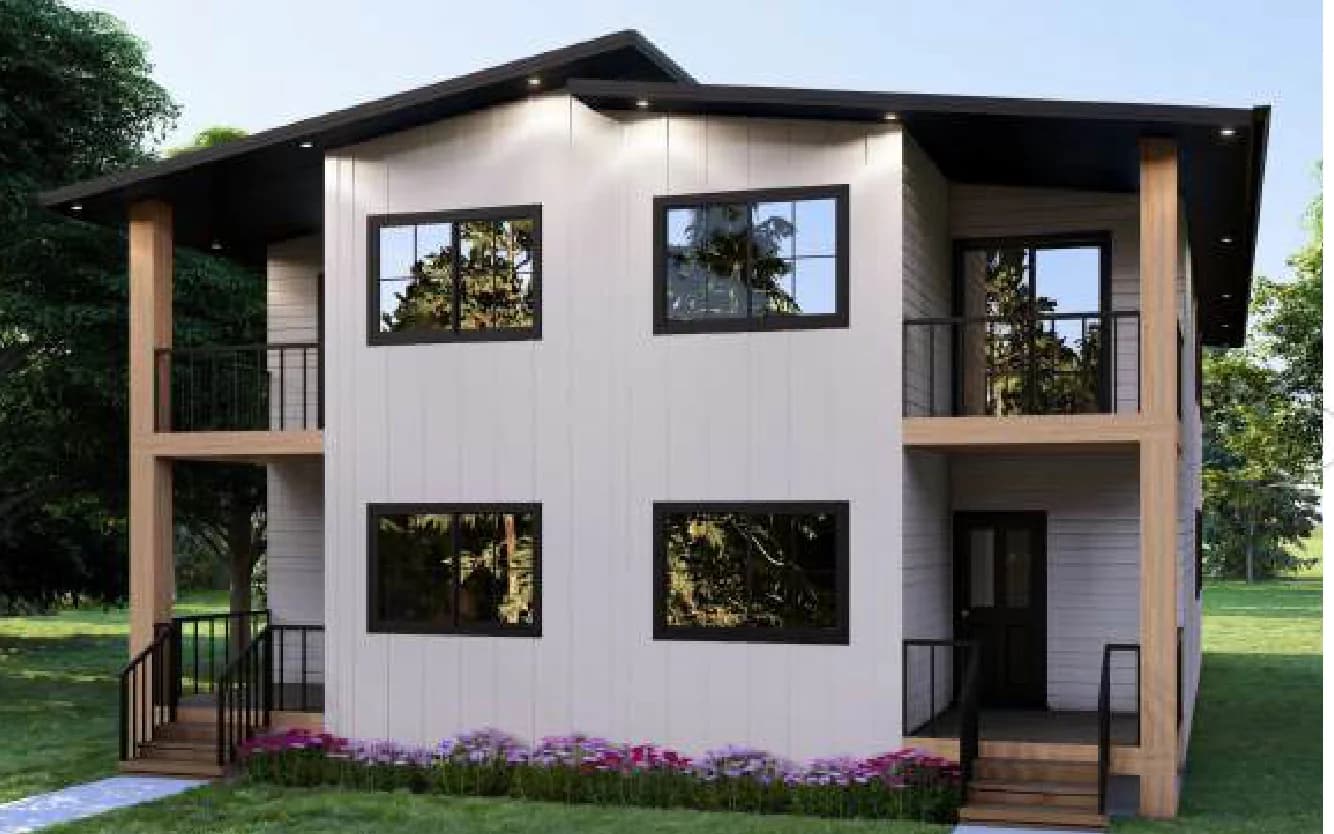 Four-Plex, exterior 1, brochure page 9