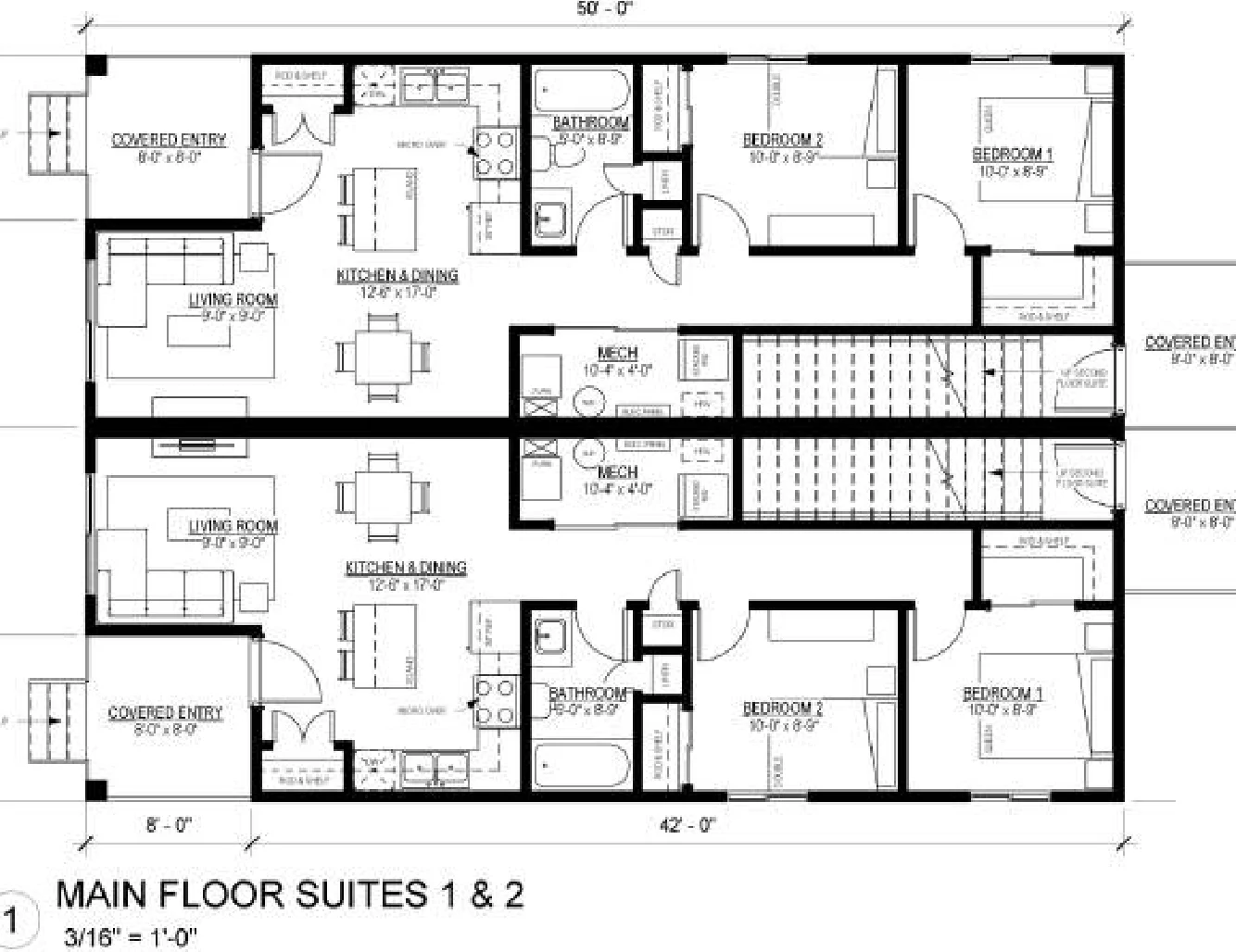 Four-Plex, floor plan 1, brochure page 9