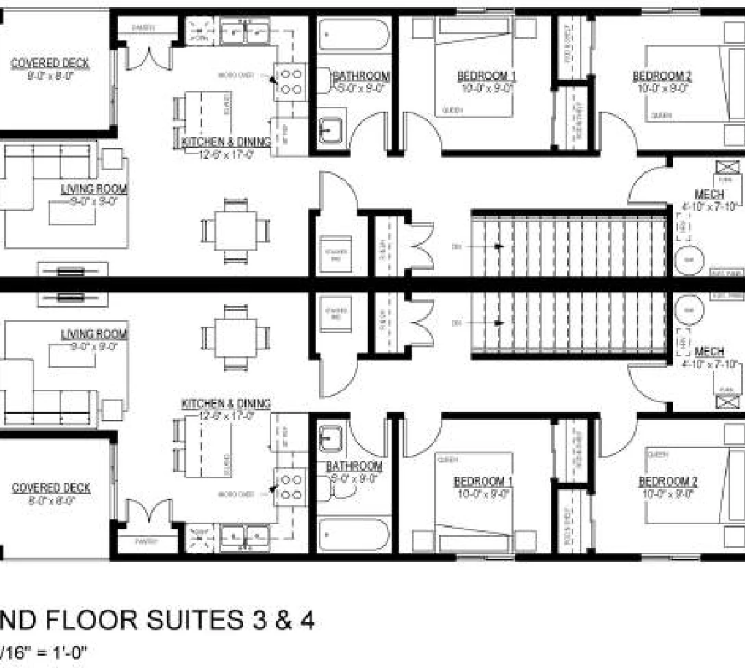 Four-Plex, floor plan 2, brochure page 9