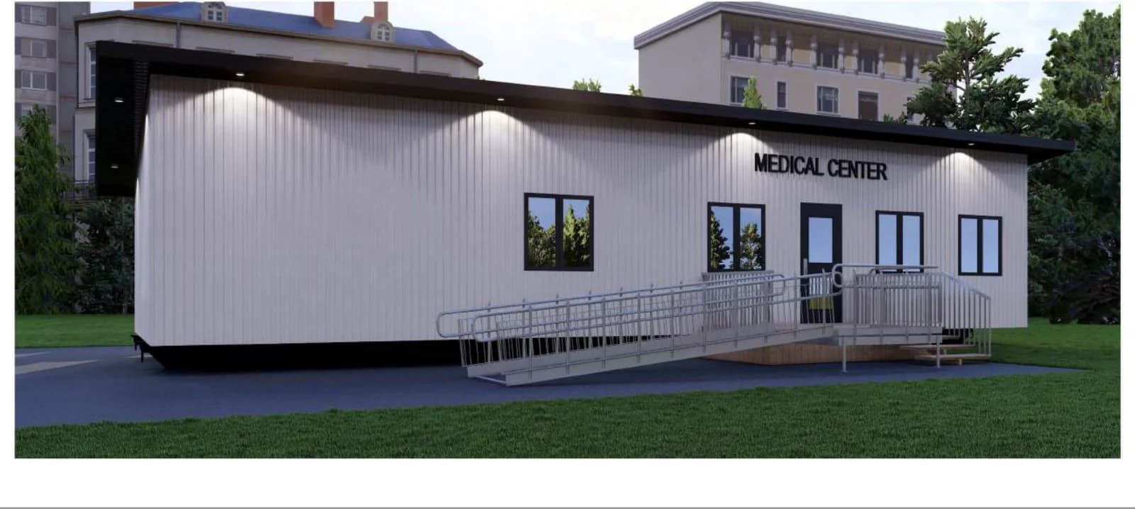 Medical Centre, exterior 1, brochure page 18