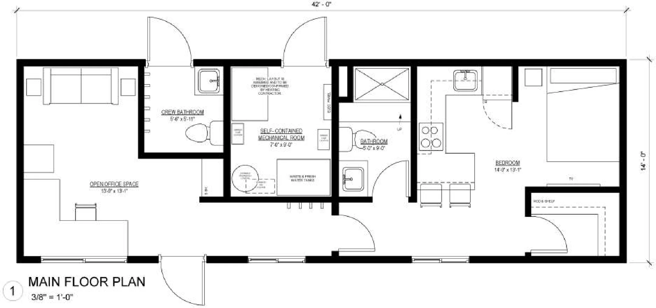 On-Site Quarters, floor plan 1, brochure page 24