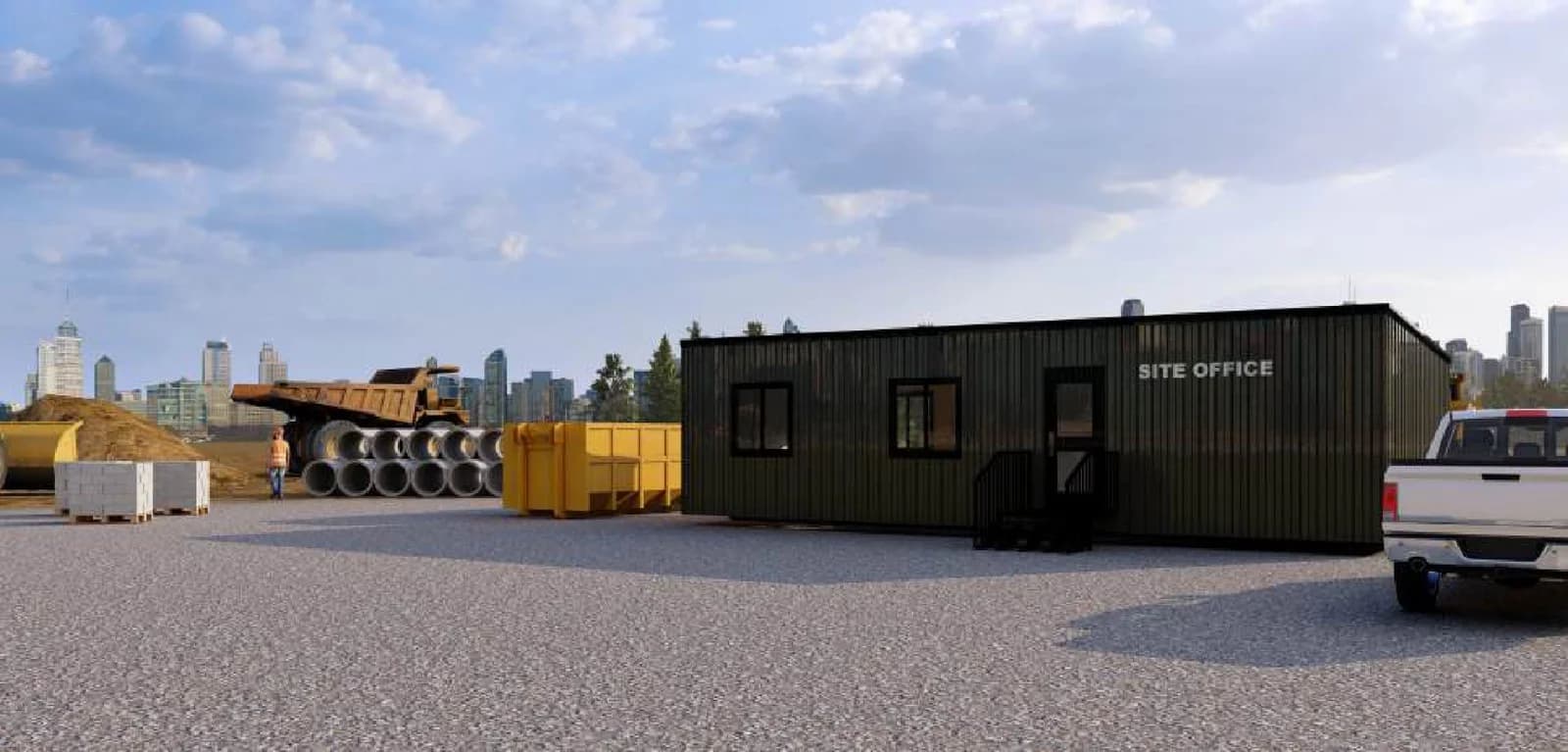 Site Office, exterior 1, brochure page 23