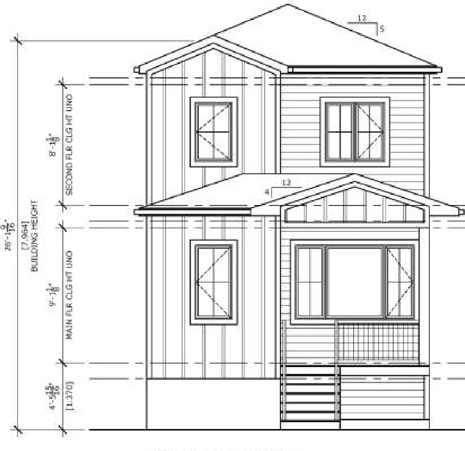 Triplex Two, elevation 1, brochure page 7