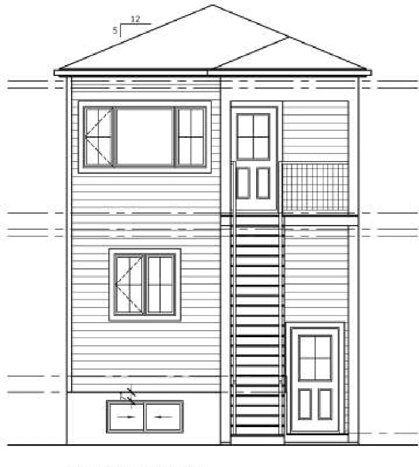 Triplex Two, elevation 2, brochure page 7