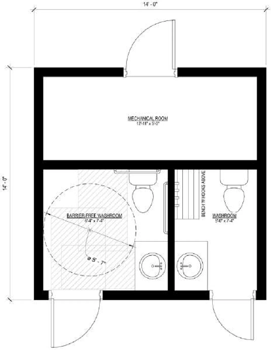 14' × 14', floor plan 2, brochure page 12