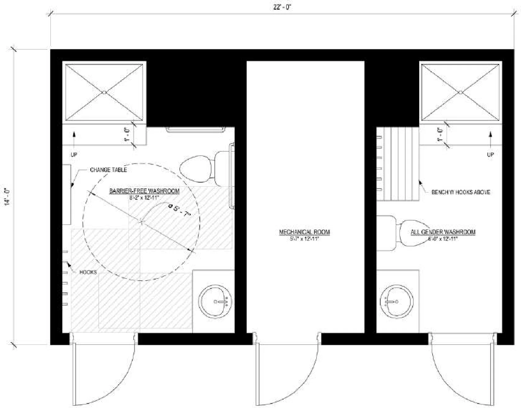 22' × 14', floor plan 1, brochure page 5