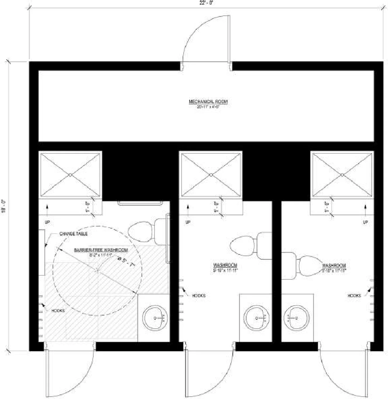22' × 18', floor plan 1, brochure page 10