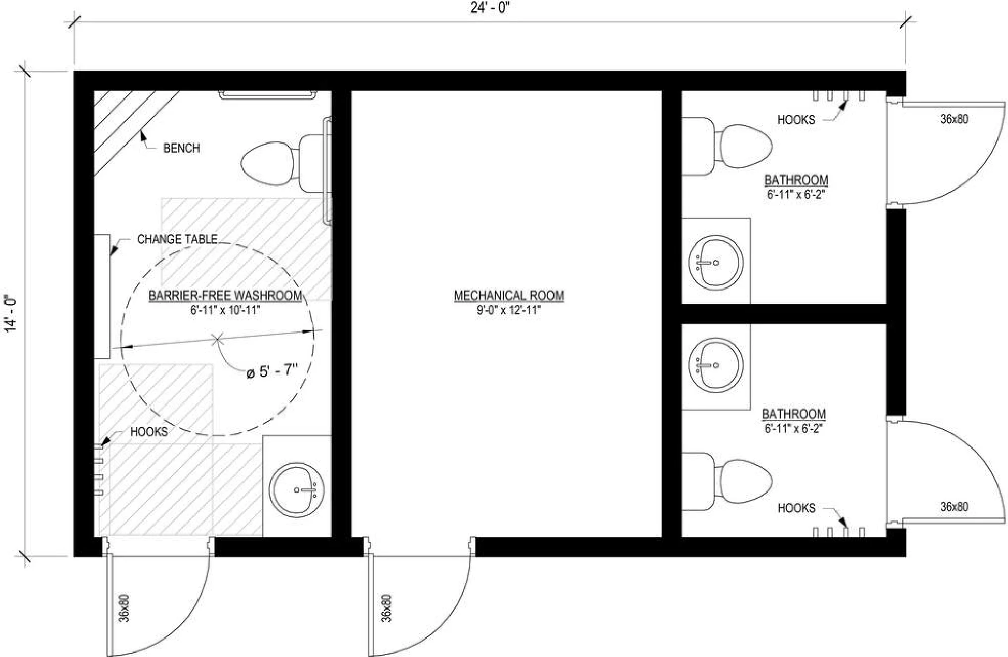 24' × 14', floor plan 1, brochure page 16