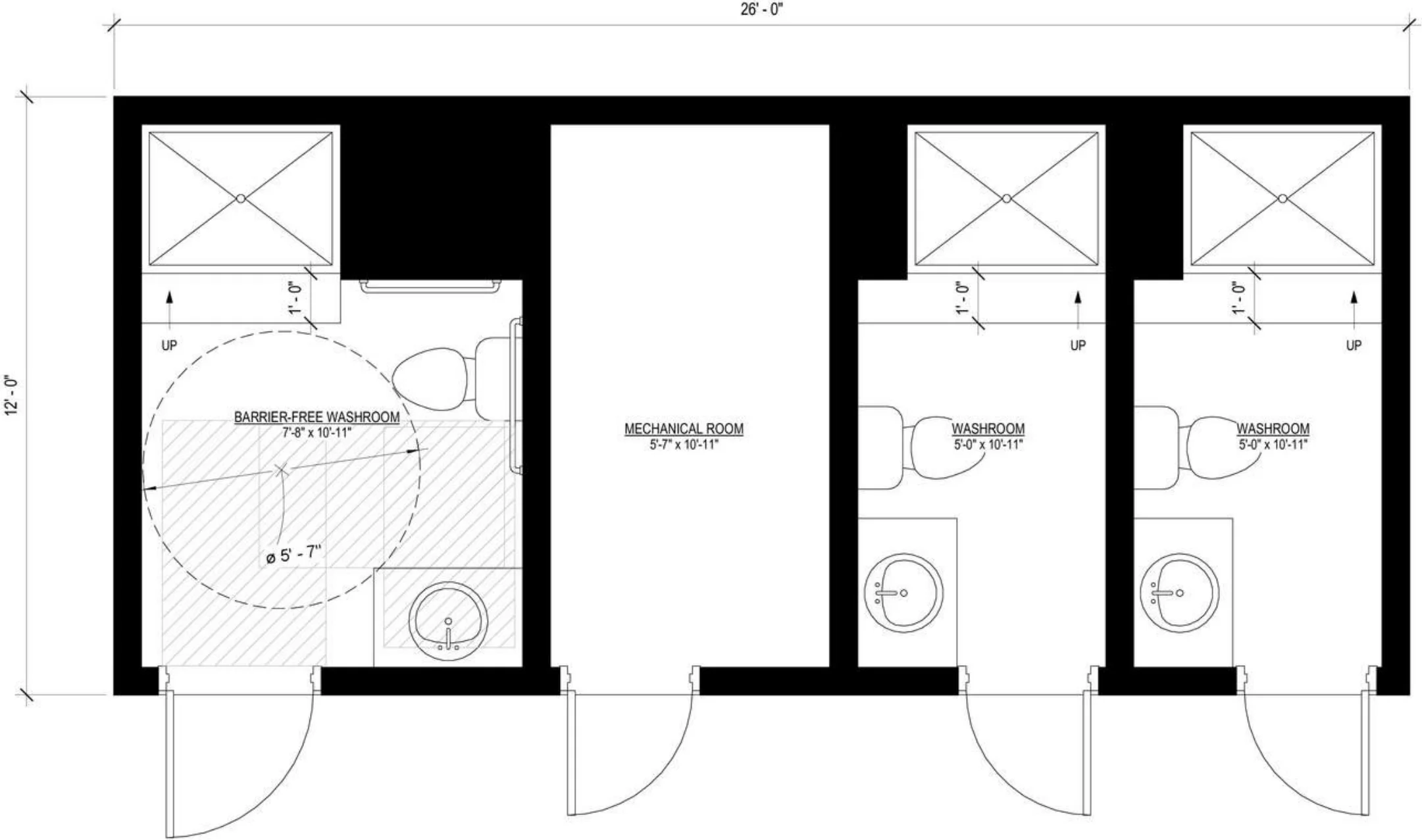 26' × 12', floor plan 1, brochure page 7