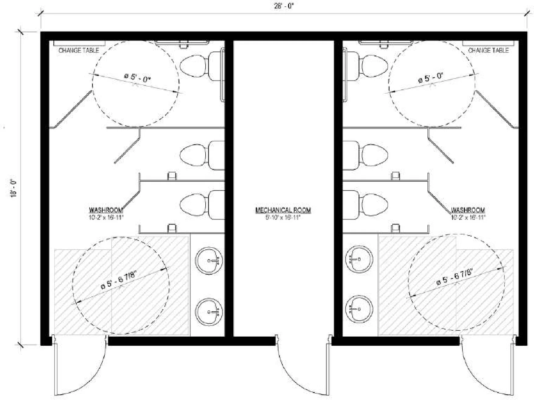 28' × 18', floor plan 1, brochure page 19