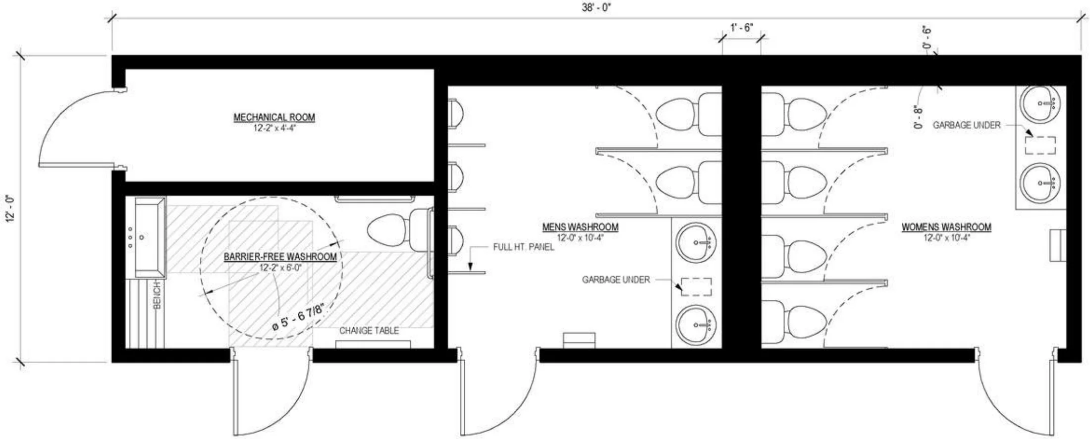 38' × 12', floor plan 1, brochure page 20