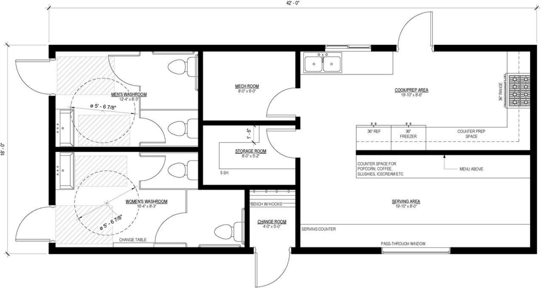 42' × 18', floor plan 1, brochure page 21